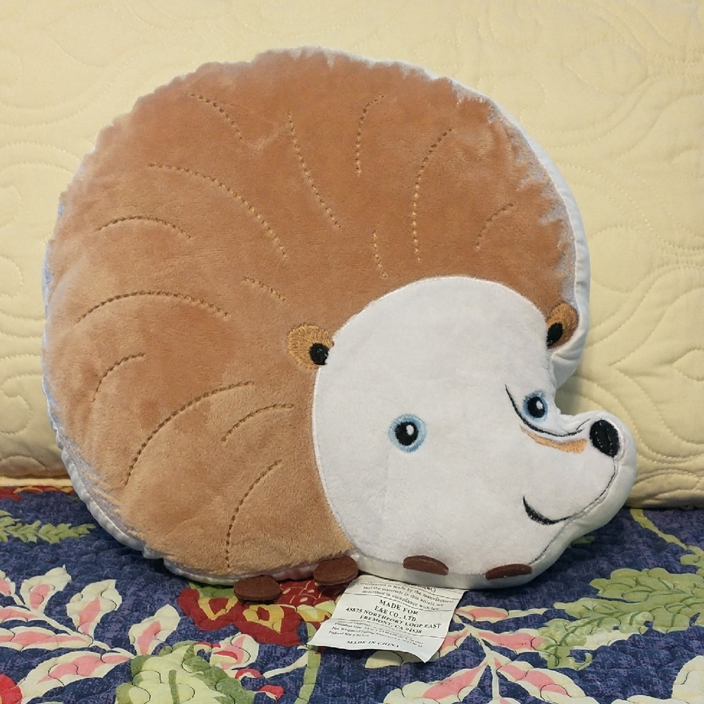 Hedgehog Plush Pillow - Brown and White